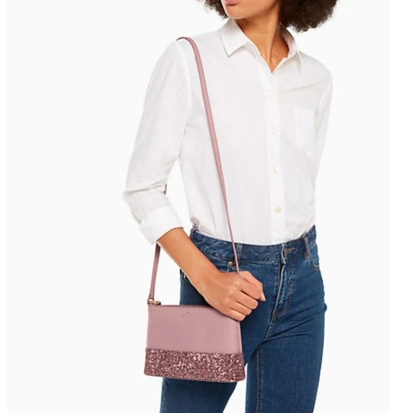 Kate Spade Greta Court Ramey Crossbody Pink Glitter Bag - Picture 2 of 8